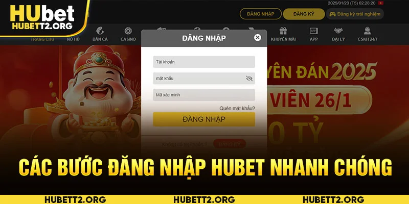 Các bước đăng nhập HUBET nhanh chóng